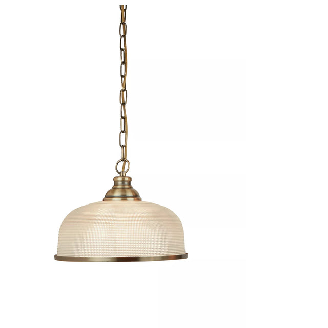 Bistro II Pendant - Antique Brass & Holophane Style Glass