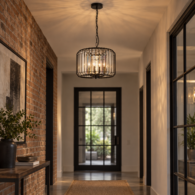 2774/3 BLK illuminated in a realistic interior - Dundalk Lighting