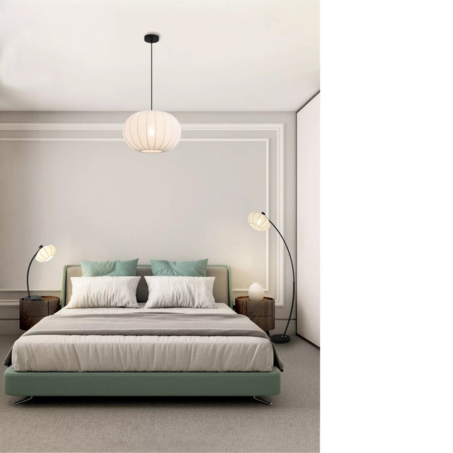 Radiant 1Lt Pendant, Black Metal with Soft Fabric Shade