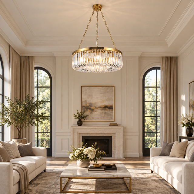 5601-8 GOLD illuminated in a realistic interior - Dundalk Lighting