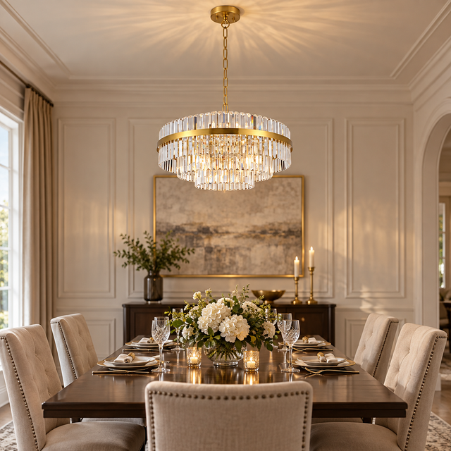 5605/10 GOLD illuminated in a realistic interior - Dundalk Lighting
