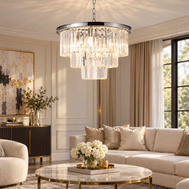 5702-50P-CHR illuminated in a realistic interior - Dundalk Lighting