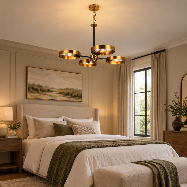 8537/4 gold illuminated in a realistic interior - Dundalk Lighting