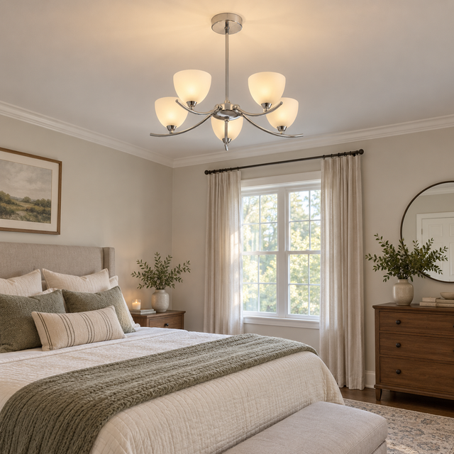 8641/5 p-b illuminated in a realistic interior - Dundalk Lighting