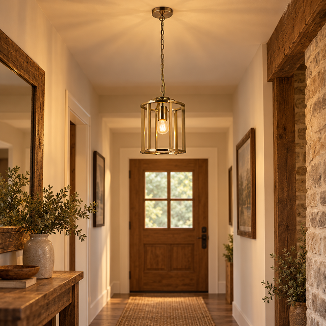 8686/1 AB illuminated in a realistic interior - Dundalk Lighting