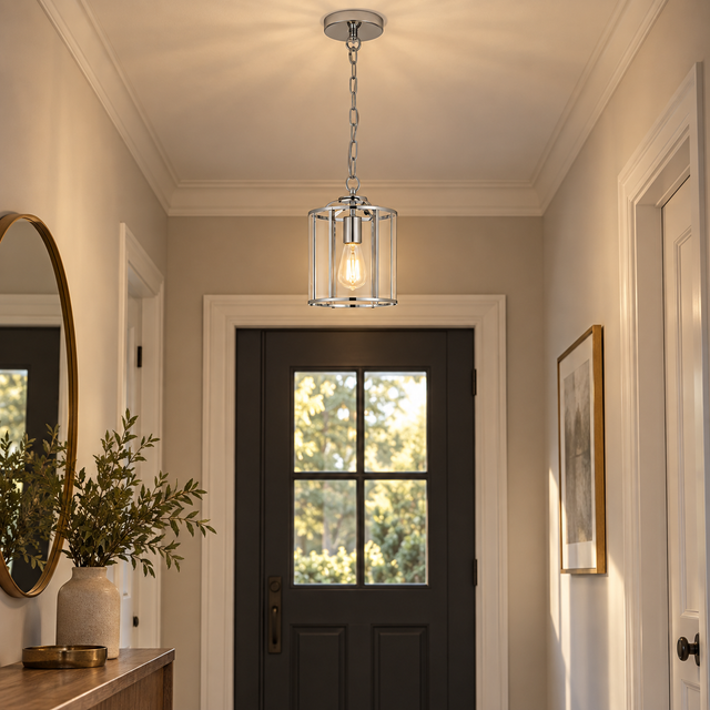 8686/1 CHROME illuminated in a realistic interior - Dundalk Lighting