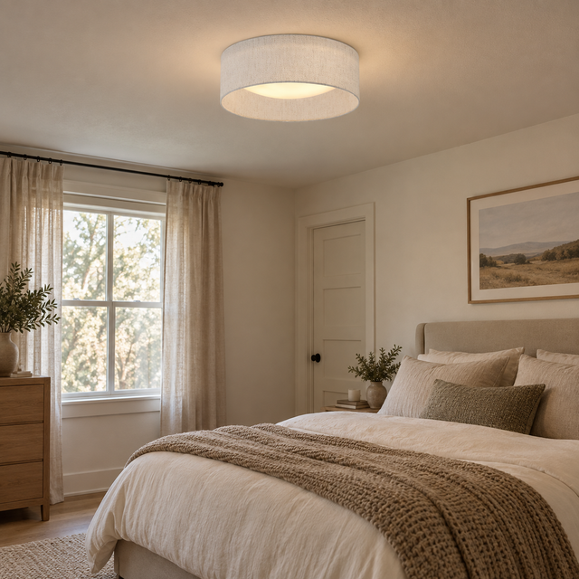 9255/2 linen illuminated in a realistic interior - Dundalk Lighting