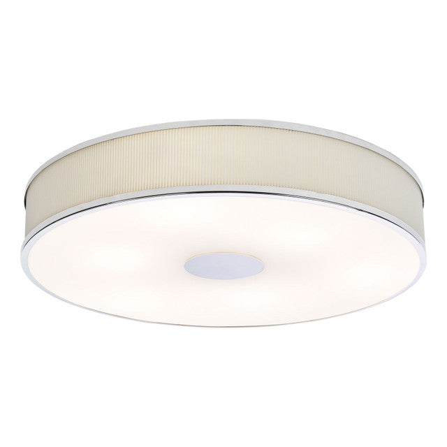 Alvaro 3 Light Flush Polished Chrome With Ivory Shade