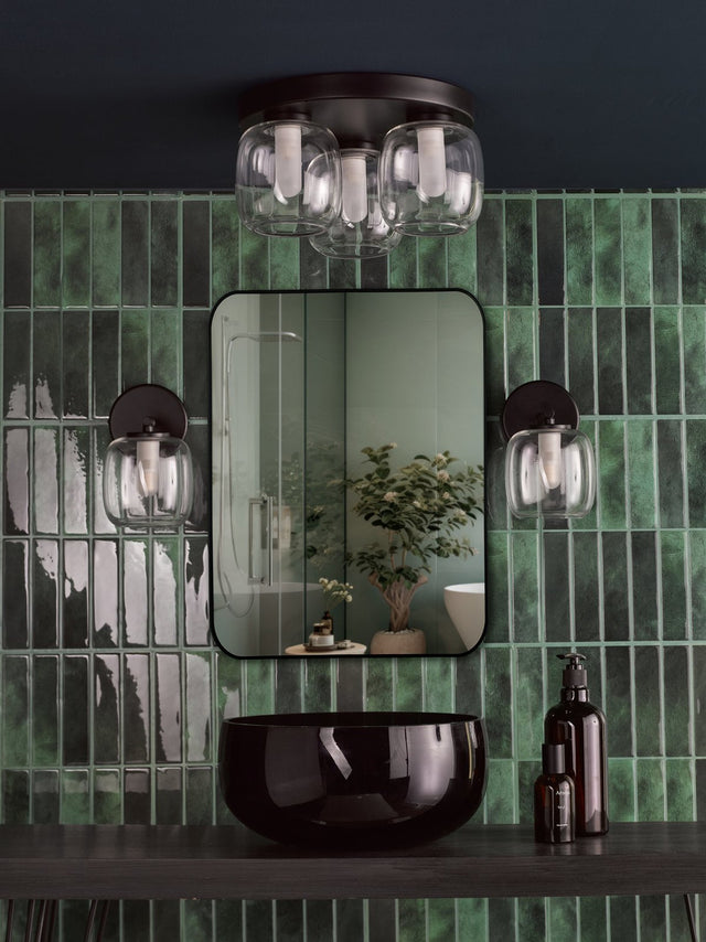 Edaline Wall Light Matt Black and Glass IP44