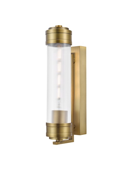 Tommaso Bathroom Wall Light Antique Bronze and Ribbed Glass IP44