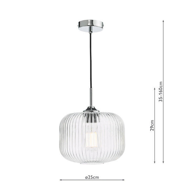 Demarius Pendant Polished Chrome and Clear Glass