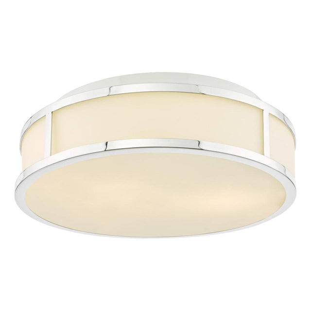 Royce 2 Light Bathroom Flush Polished Chrome and Opal Glass IP44