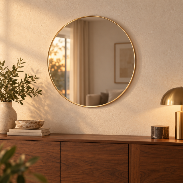 Mira small gold styled in a realistic interior - Dundalk Lighting