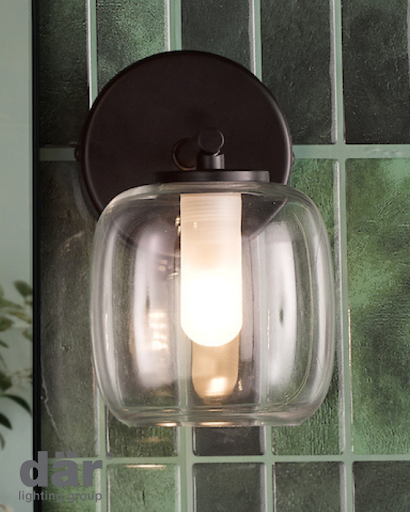 Edaline Wall Light Matt Black and Glass IP44