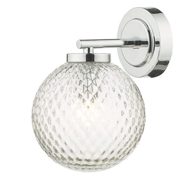 Wayne Bathroom Wall Light Polished Chrome Glass IP44