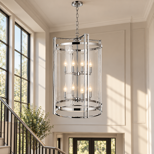 108/8 CHROME illuminated in a realistic interior - Dundalk Lighting