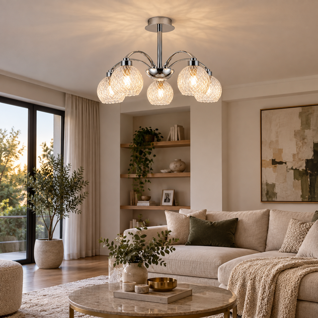 118/5 CHR illuminated in a realistic interior - Dundalk Lighting