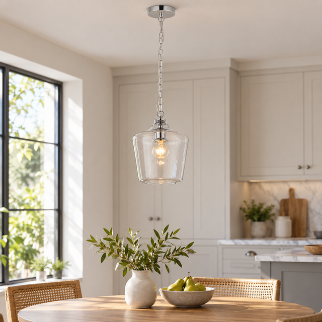 156/1 chrome illuminated in a realistic kitchen interior - Dundalk Lighting