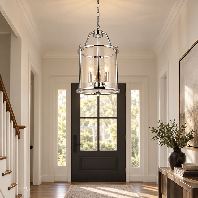 157/3 CHROME illuminated in a realistic interior - Dundalk Lighting