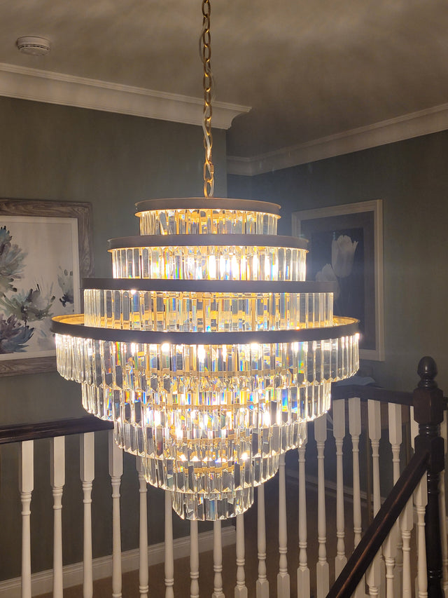 Rhapsody 12 Light Chandelier Crystal & Natural Brass