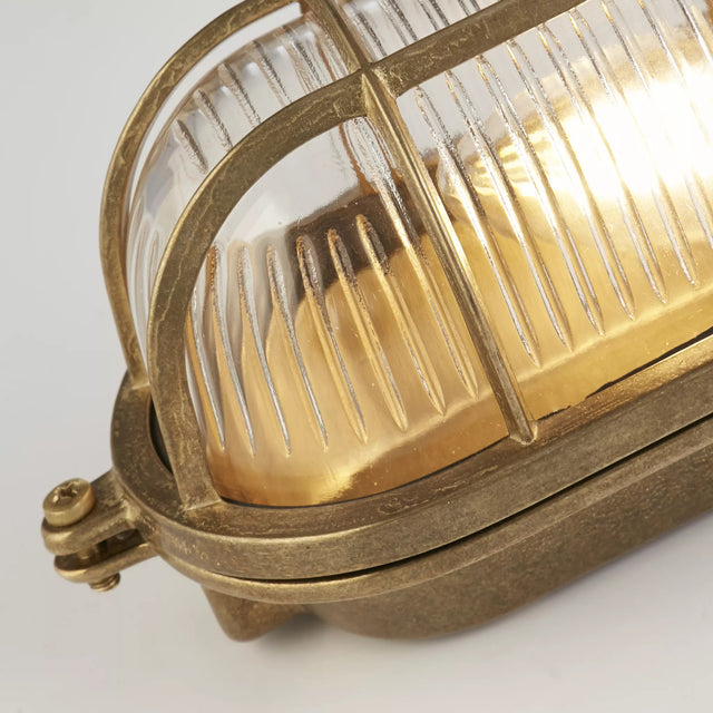 Bulkhead Outdoor Wall/Ceiling Light - Solid Brass & Glass