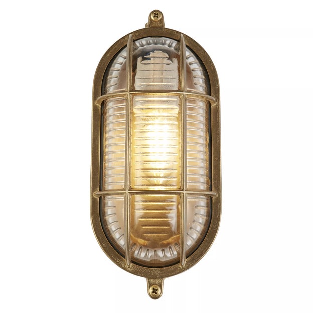 Bulkhead Outdoor Wall/Ceiling Light - Solid Brass & Glass