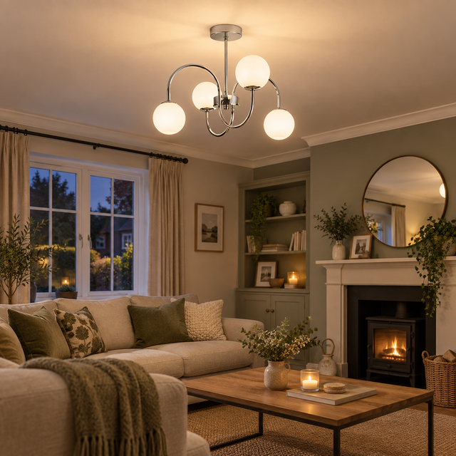 205-4 CHR illuminated in a realistic interior - Dundalk Lighting