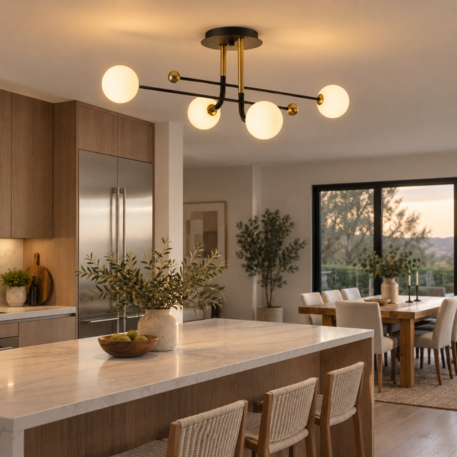 325/4 BK-GD illuminated in a realistic interior - Dundalk Lighting