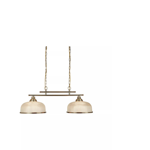 Bistro II 2Lt Pendant- Antique Brass & Holophane Style Glass