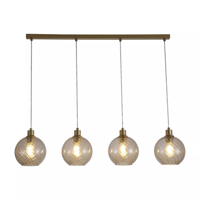 Radiance 4Lt Bar Pendant, Gold Metal and Champagne Glass