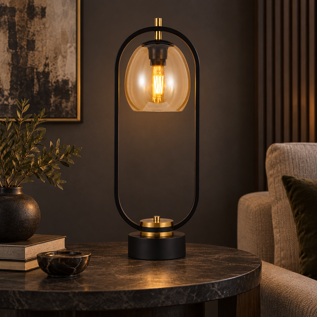 469TL BK/GD styled in a warm interior - Dundalk Lighting