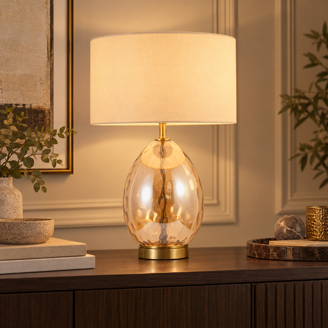 474 table lamp styled in a warm interior - Dundalk Lighting