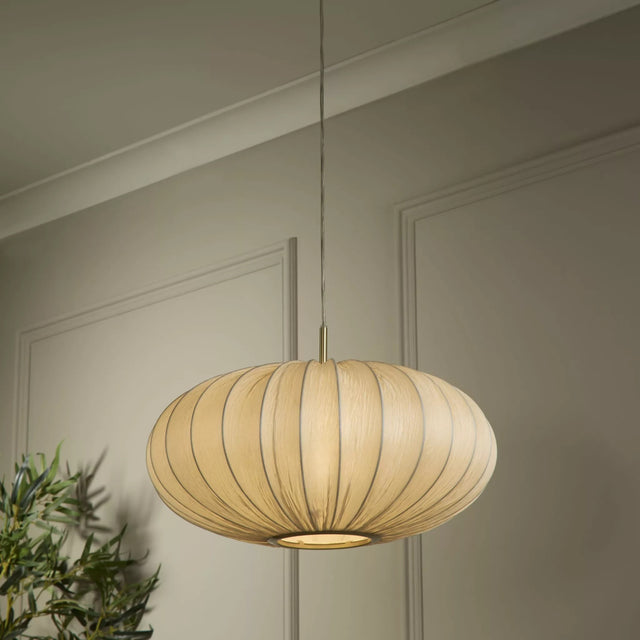 Bonnie 1Lt Pendant Satin Brass Metal & Ivory Satin Shade