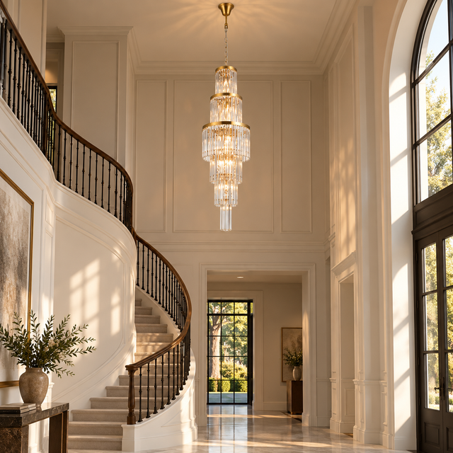 5602/28 brass illuminated in a realistic interior - Dundalk Lighting
