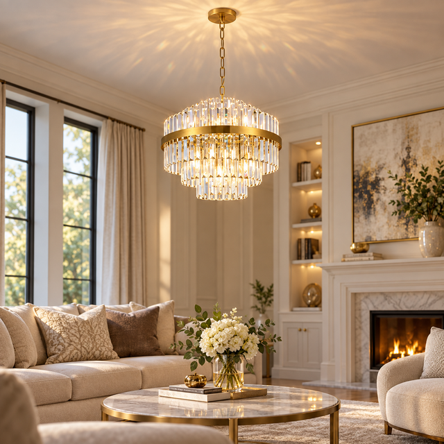 5605/6 GOLD illuminated in a realistic interior - Dundalk Lighting