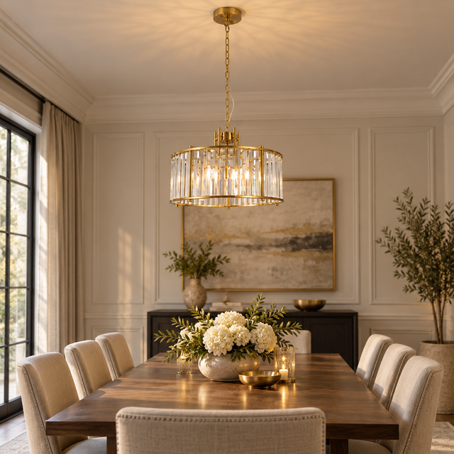 5607/5 GD illuminated in a realistic interior - Dundalk Lighting
