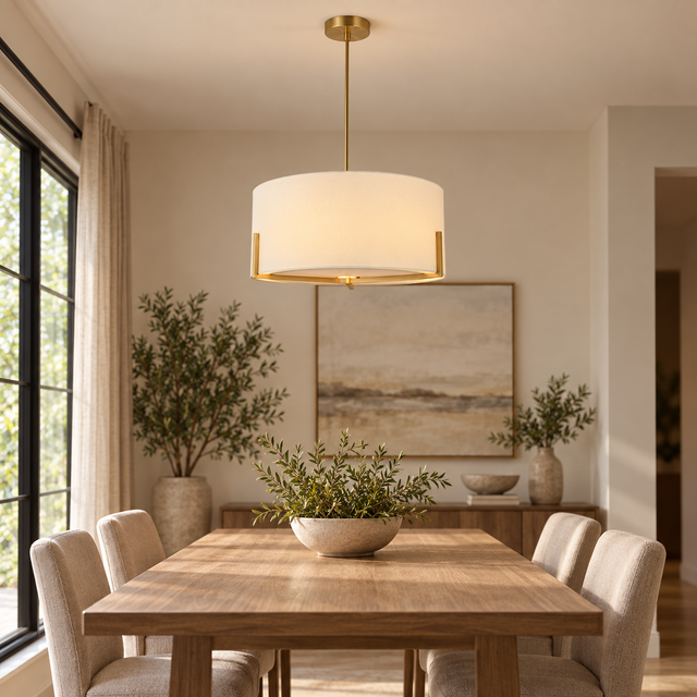 5608/3 GD illuminated in a realistic interior - Dundalk Lighting