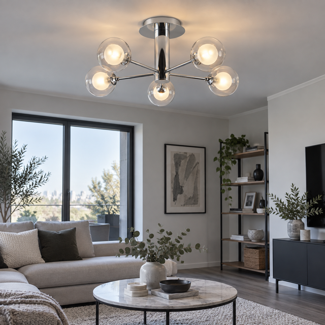 609/5 CHR illuminated in a realistic interior - Dundalk Lighting