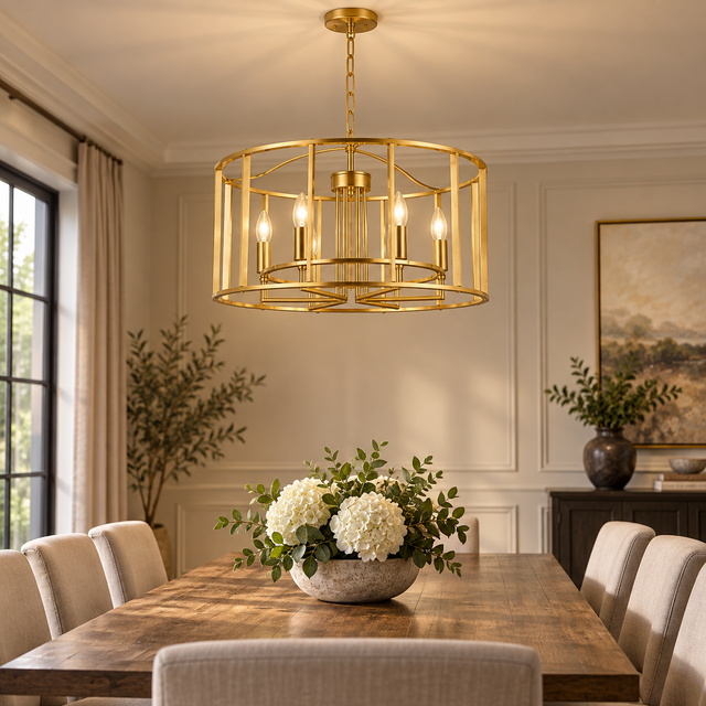 8686/6 GOLD illuminated in a realistic interior - Dundalk Lighting