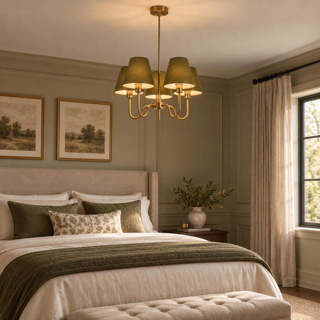 9251/5 GD illuminated in a realistic interior - Dundalk Lighting
