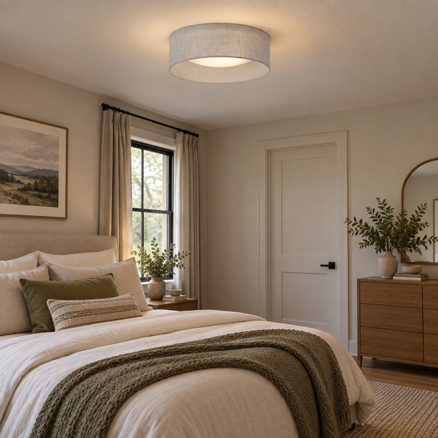 9255/2 grey illuminated in a realistic interior - Dundalk Lighting
