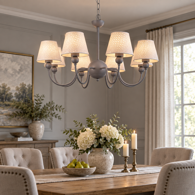 93436/8 GREY illuminated in a realistic interior - Dundalk Lighting