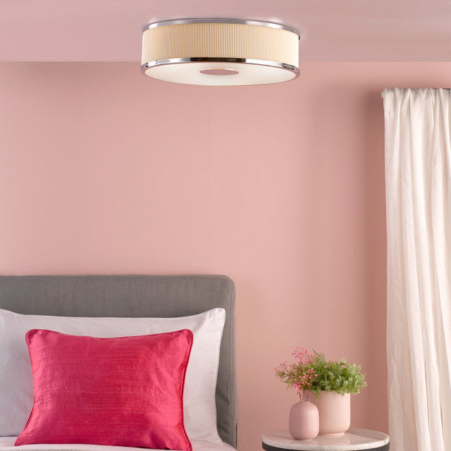 Alvaro 3 Light Flush Polished Chrome With Ivory Shade