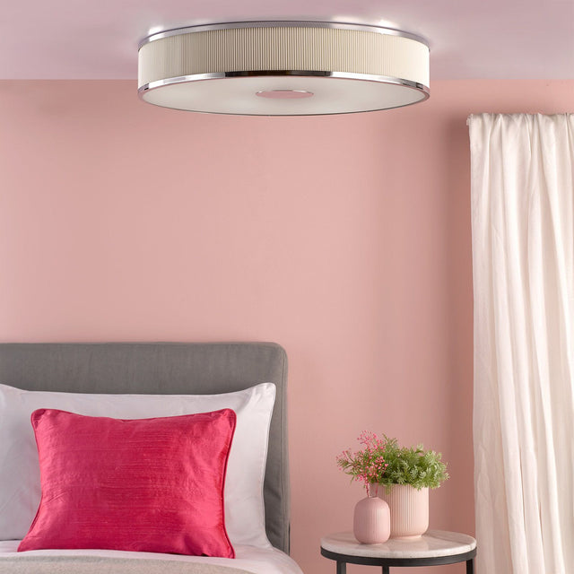 Alvaro 6 Light Flush Polished Chrome With Ivory Shade