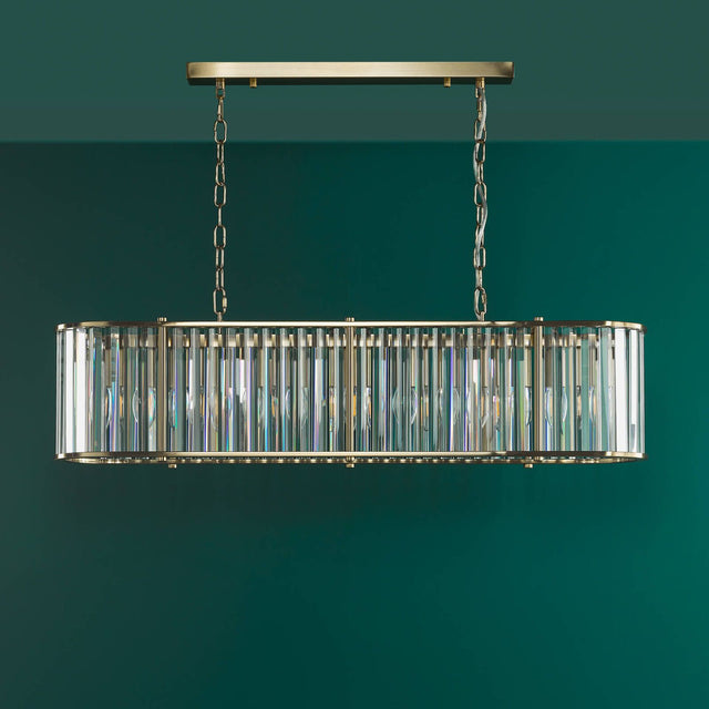 Kiran 7 Light Bar Pendant Natural Brass and Crystal