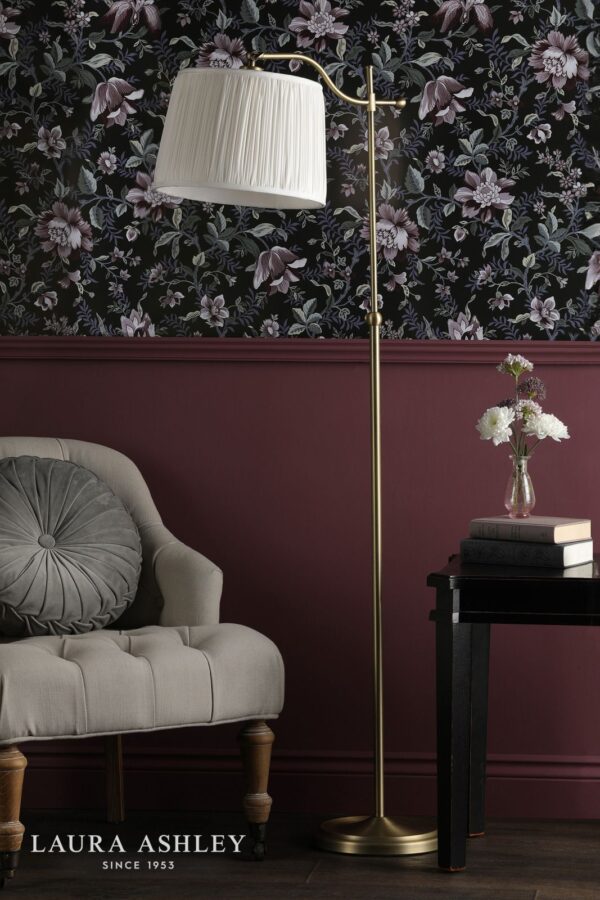 Laura Ashley Hemsley Floor Lamp Matt Antique Brass With Shade