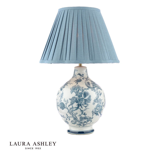 Laura Ashley Maltby Table Lamp Blue Ceramic and Antique Brass With Shade