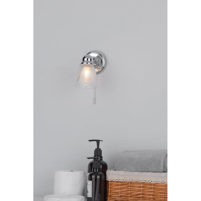 Cedric Bathroom Single Wall Spotlight Polished Chrome Glass IP44