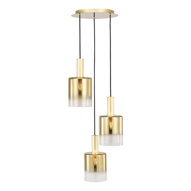Savannah 3 Light Cluster Pendant Satin Gold and Gold Ombre Glass
