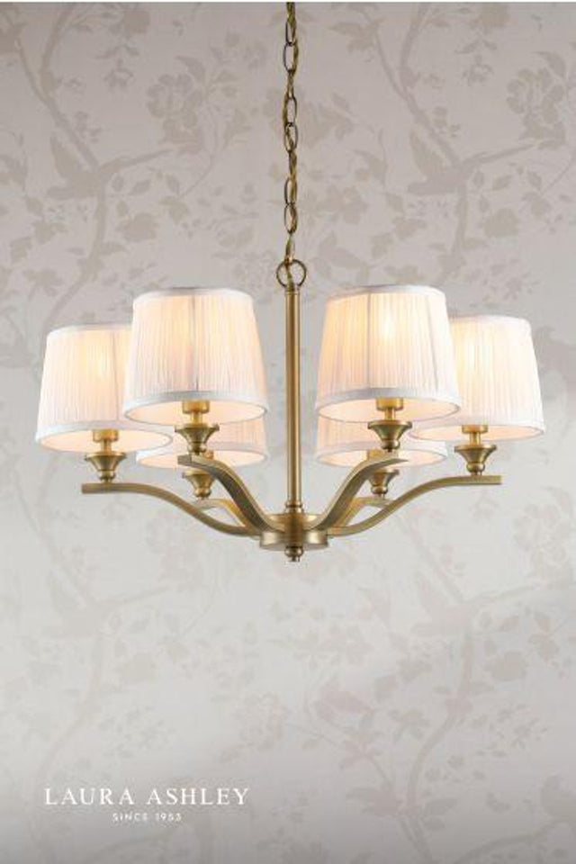 Laura Ashley Hemsley 6 Light Chandelier Matt Antique Brass With Shade